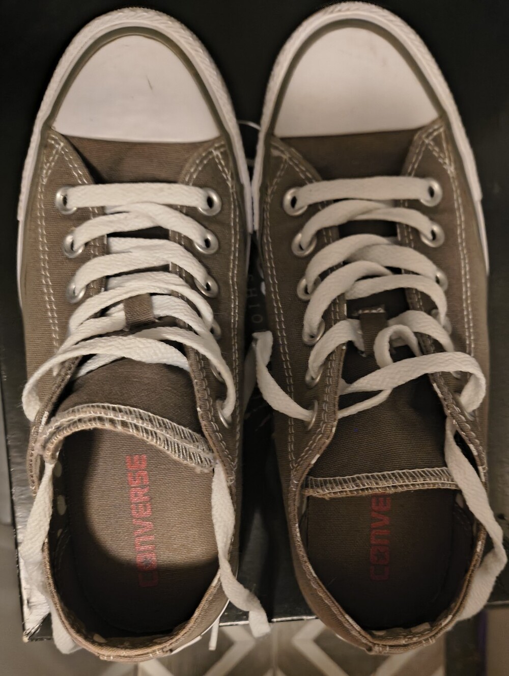 Converse Women Low Top Canvas Sneakers in Taupe with White Accents
